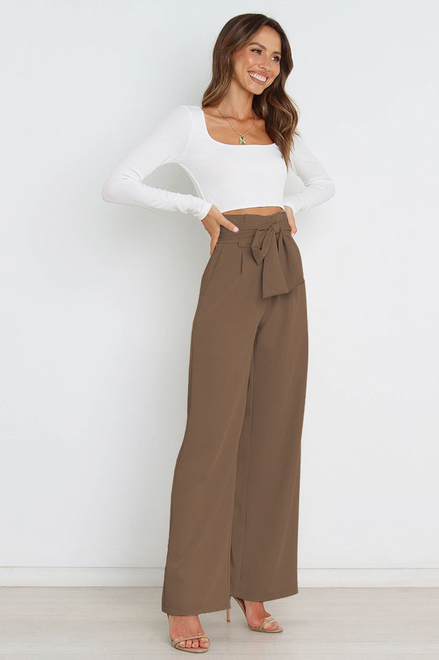 All-Matching Belted Wide-Leg Trouser Outfit