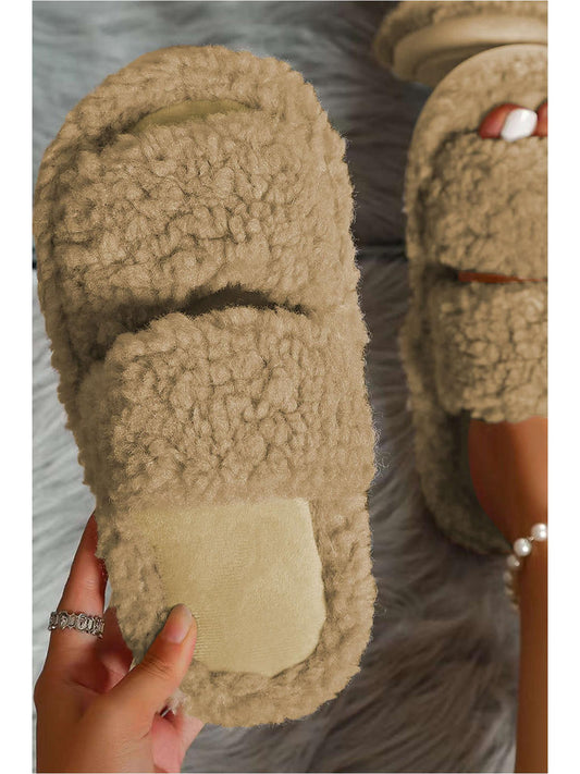 Cozy Fleece Round Toe Slippers for Comfort