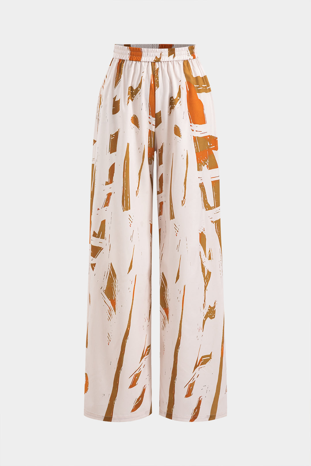 Abstract Print High Waist Trousers for Casual Style