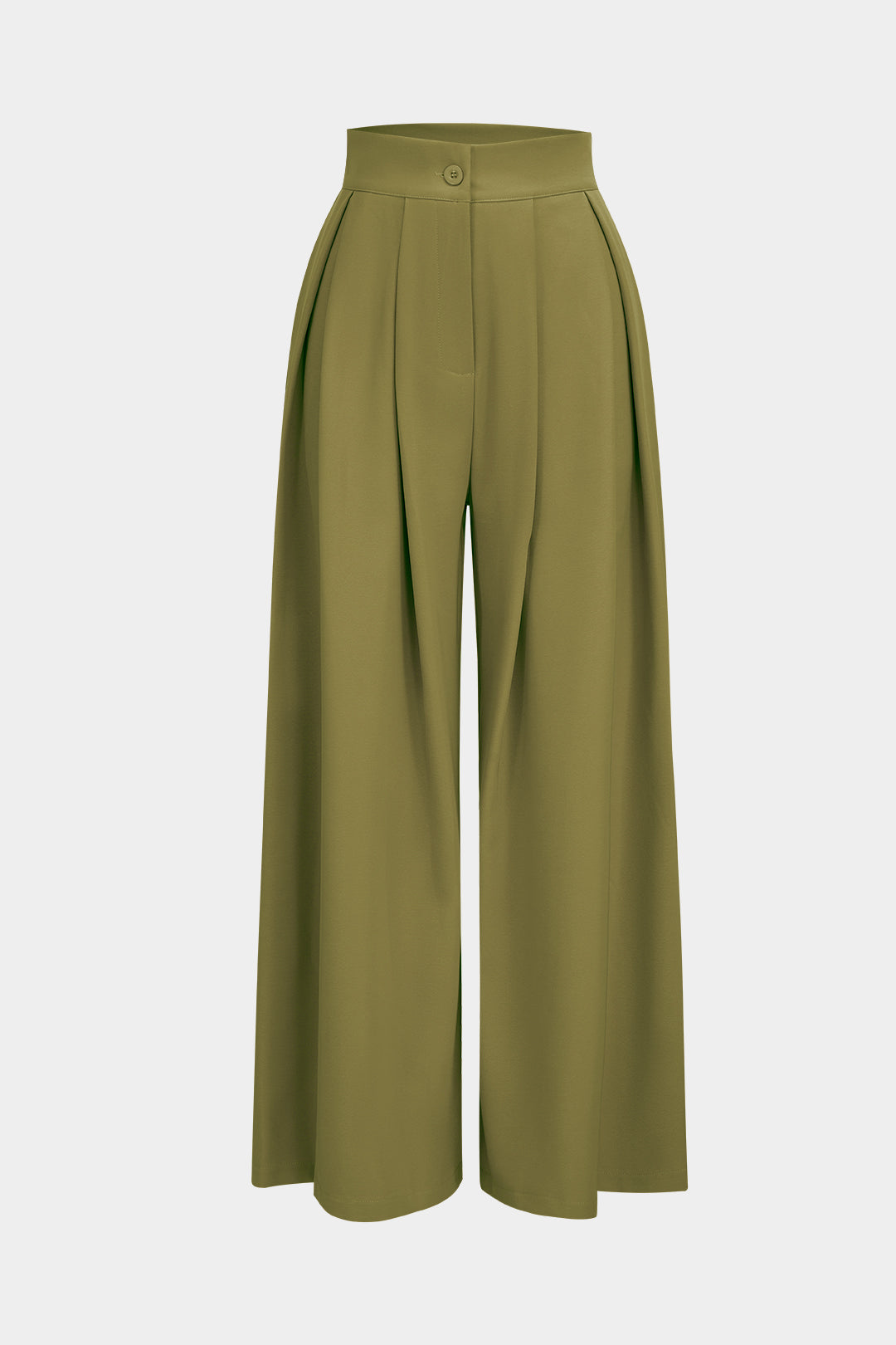 Wide Leg Pleated Trousers in Twill Fabric