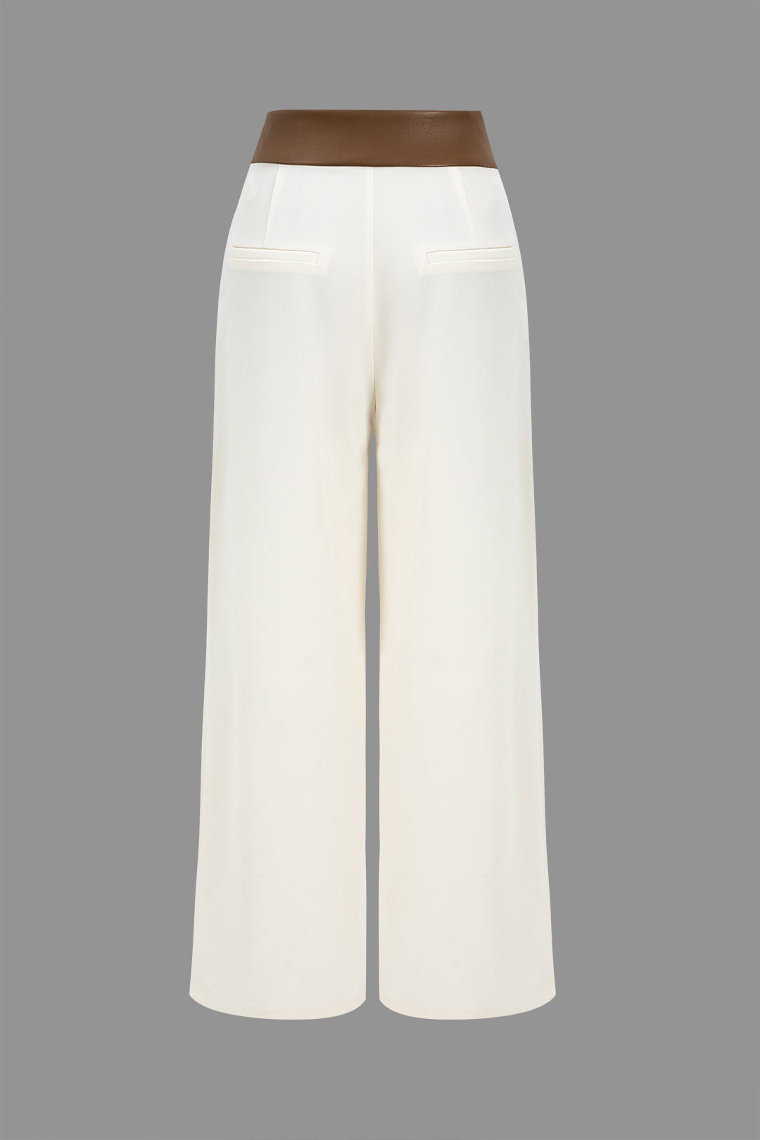 Faux Leather Patchwork Trousers with Loose Fit