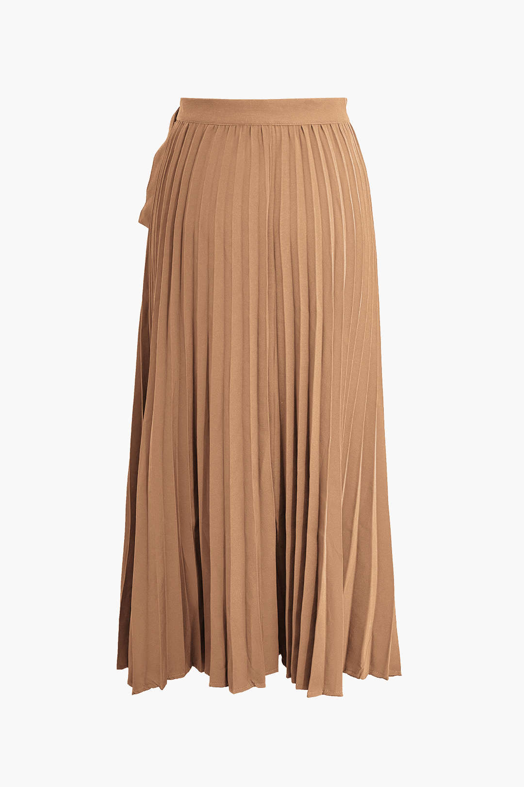 Solid Asymmetrical Pleated Skirt in Polyester Fabric