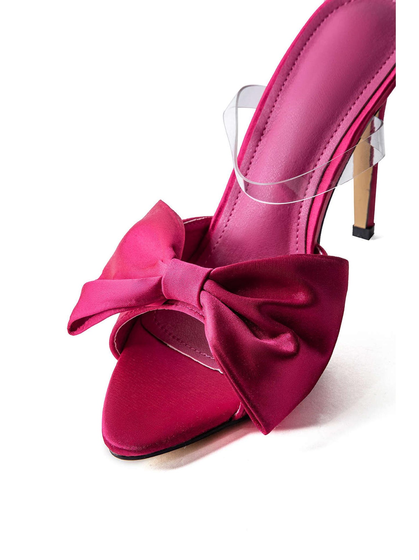 Bowtie Slingback High Heels in Satin Finish