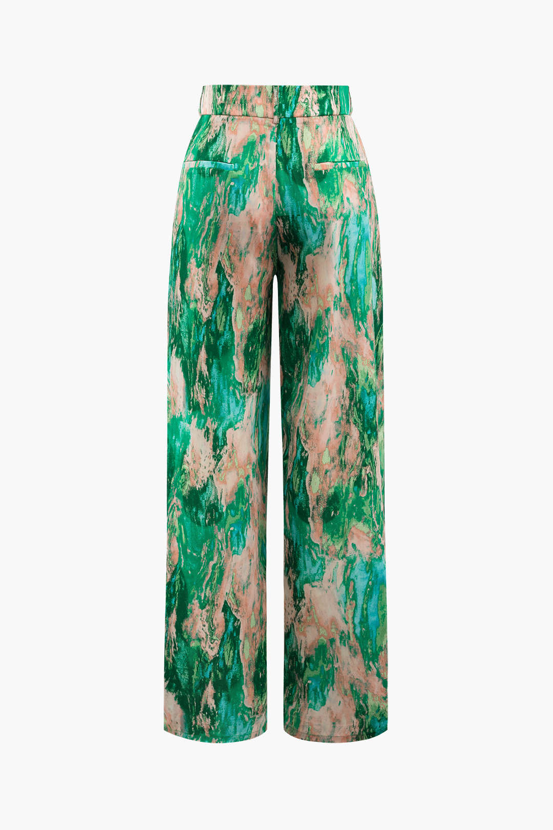 Marble Print High Waisted Straight Leg Pants