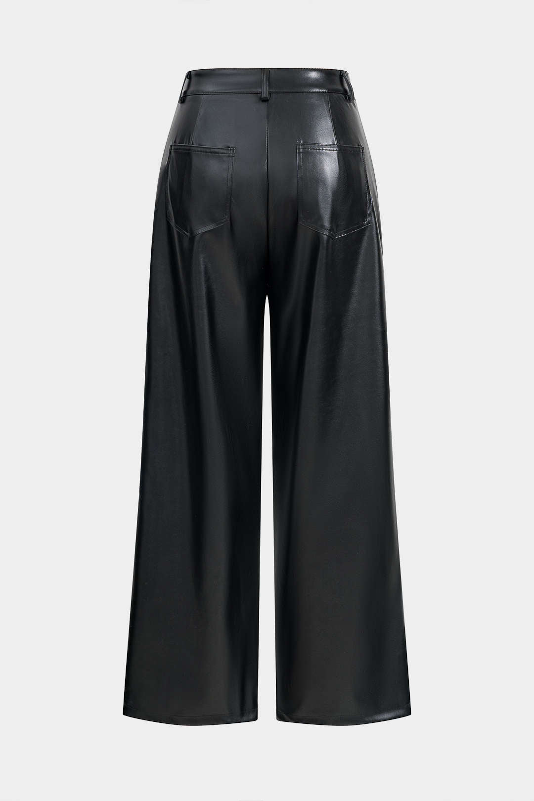 Faux Leather Button Wide Leg Trousers