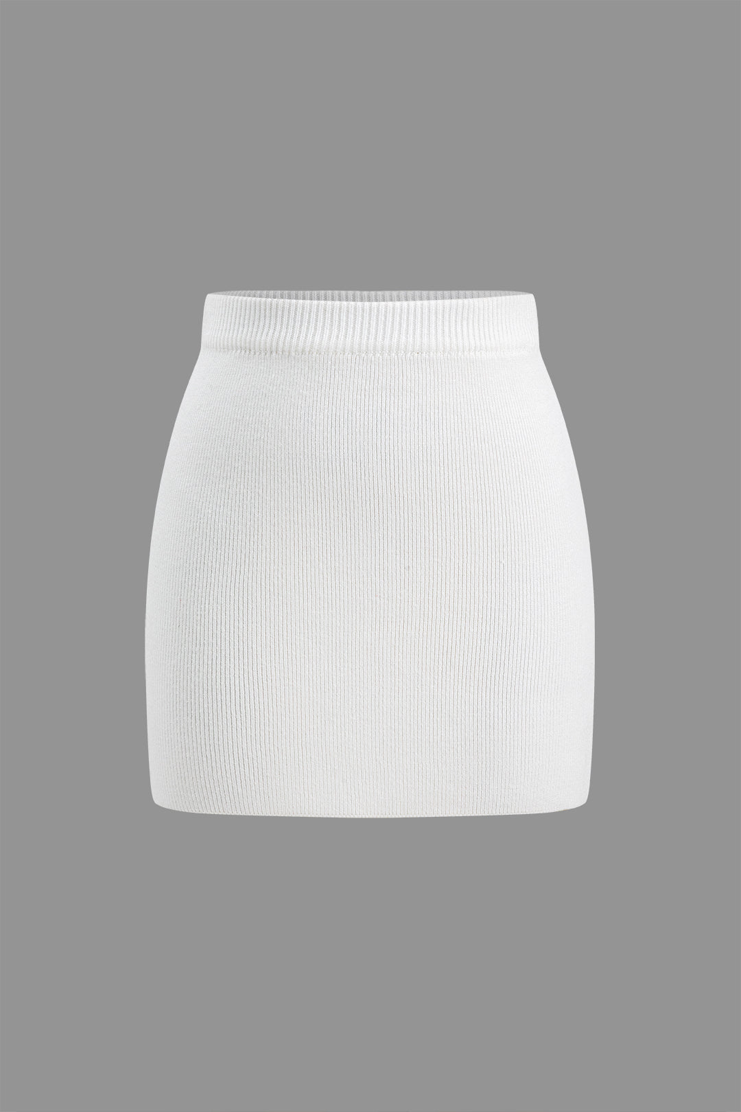 Basic Solid Knit Mini Skirt in Fitted Style