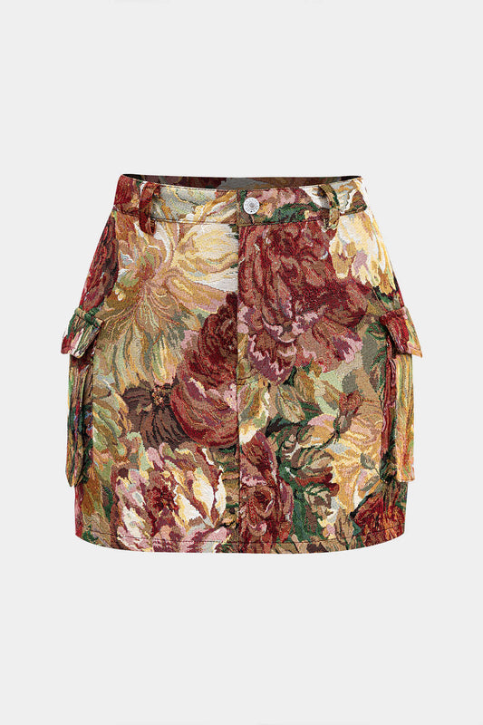 Fitted Jacquard Pocket Skirt in Casual Style