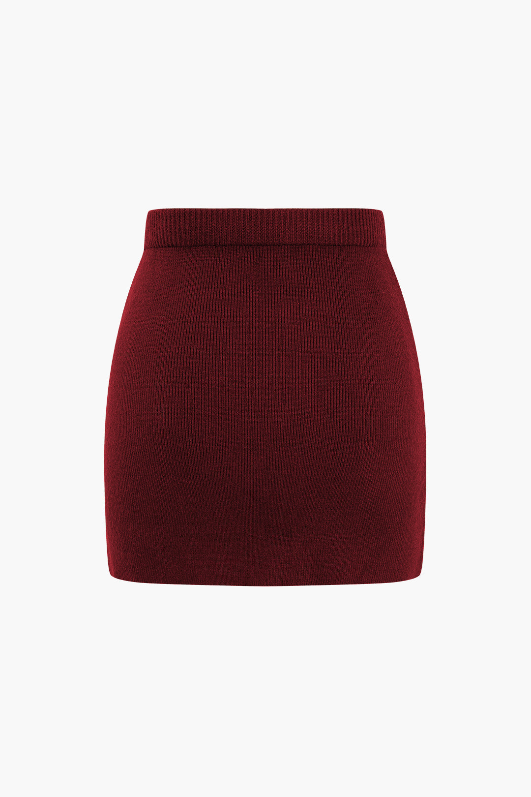 Basic Solid Knit Mini Skirt in Fitted Style