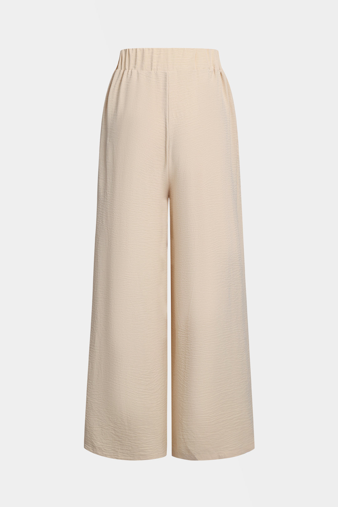 Ruched Tie Front Wide Leg Trousers in Plain Fabric