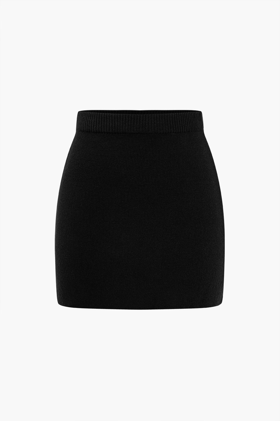 Basic Solid Knit Mini Skirt in Fitted Style