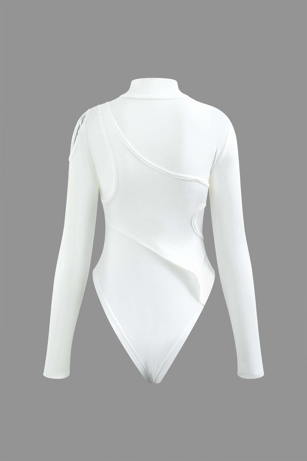 Mock Neck Asymmetric Cut Out Bodysuit