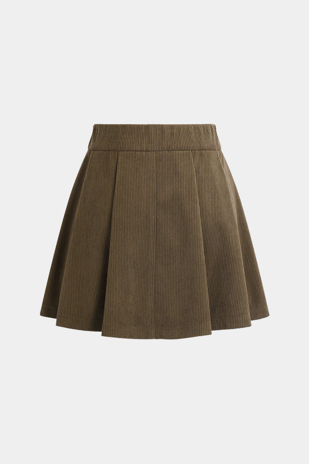 Fitted Corduroy Pleated Mini Skirt