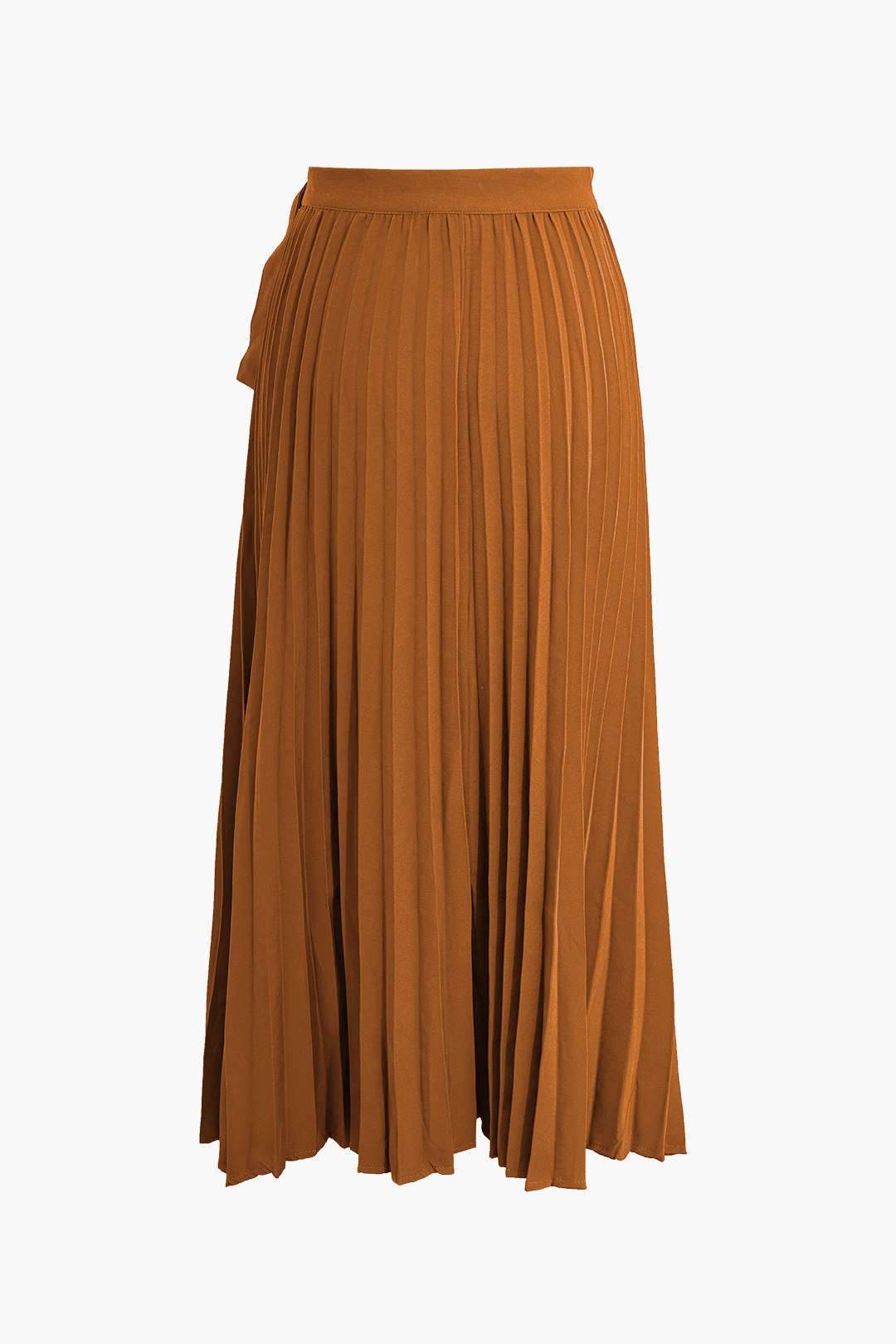 Solid Asymmetrical Pleated Skirt in Polyester Fabric