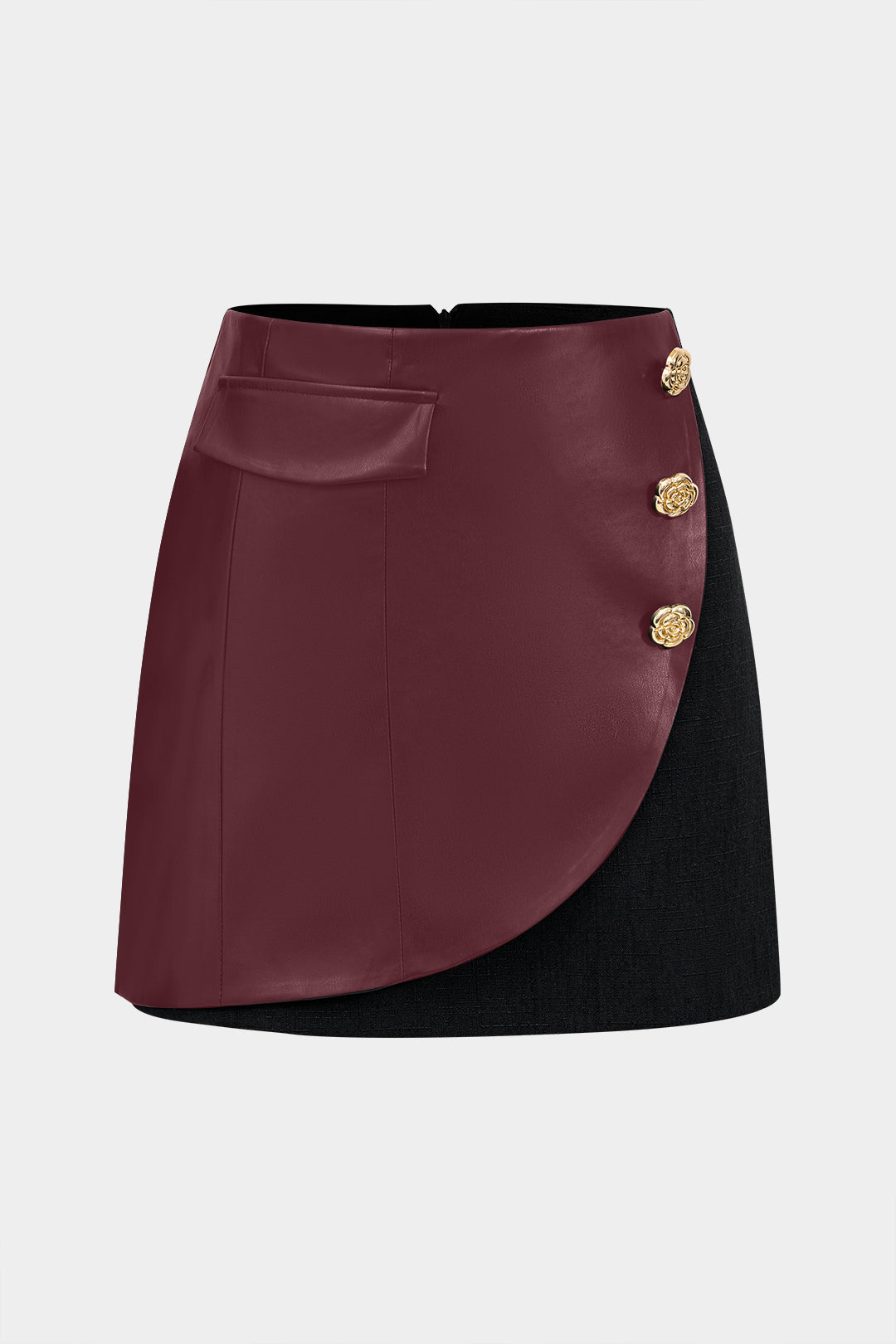 Faux Leather Button-Up Mini Skirt