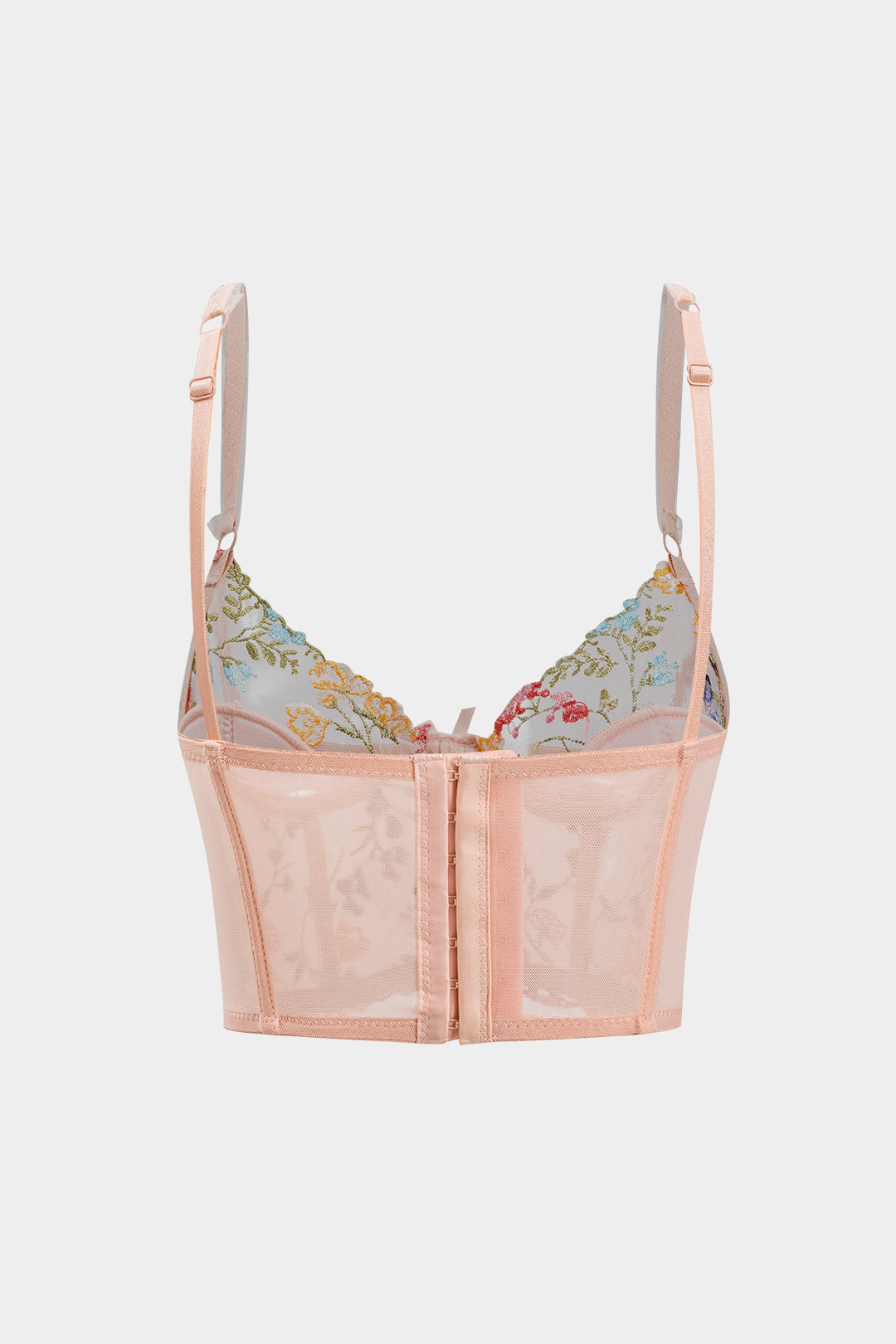 Mesh Floral Embroidery Bustier Cami Top