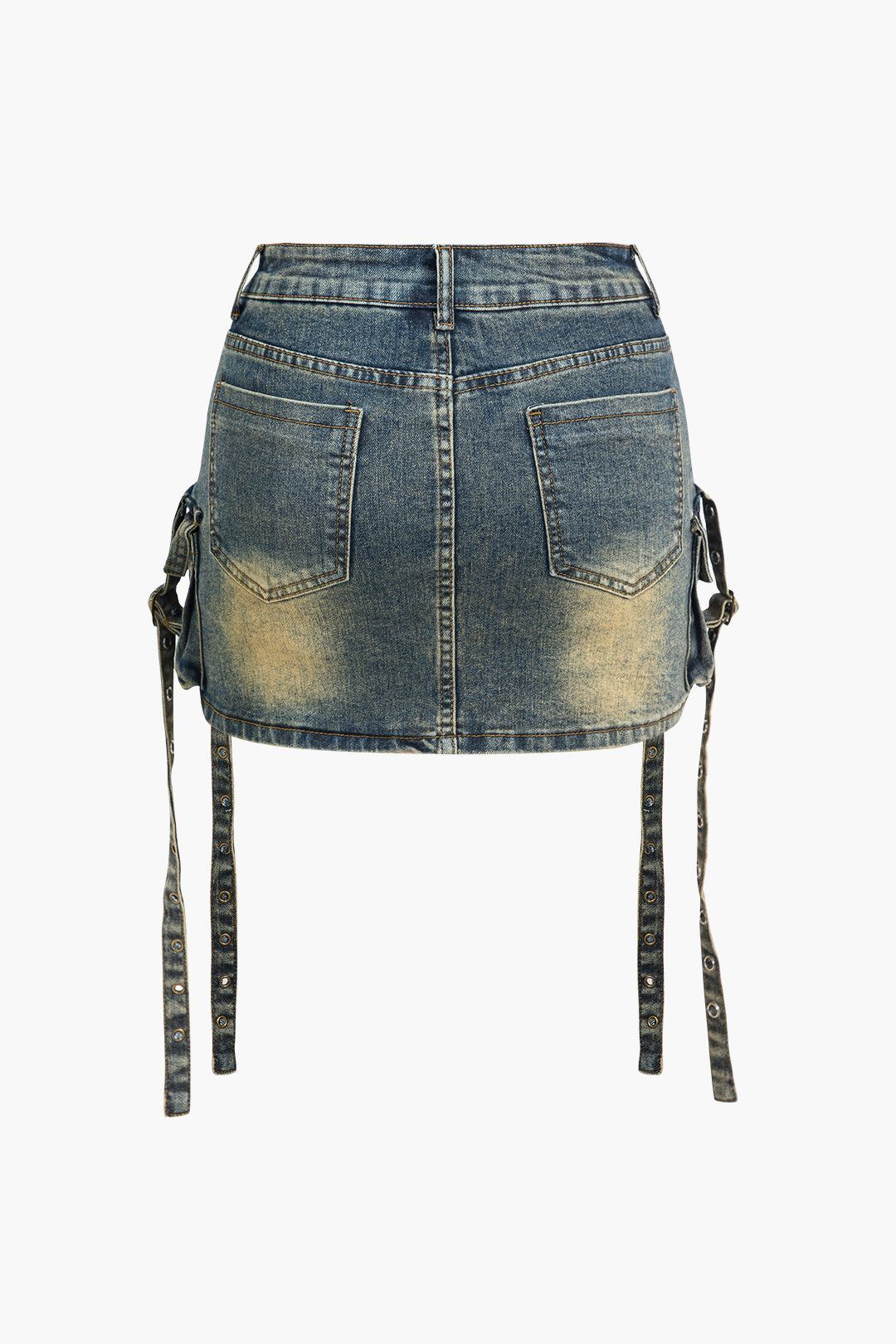 Denim Button Pocket Strappy Skirt for Casual Style