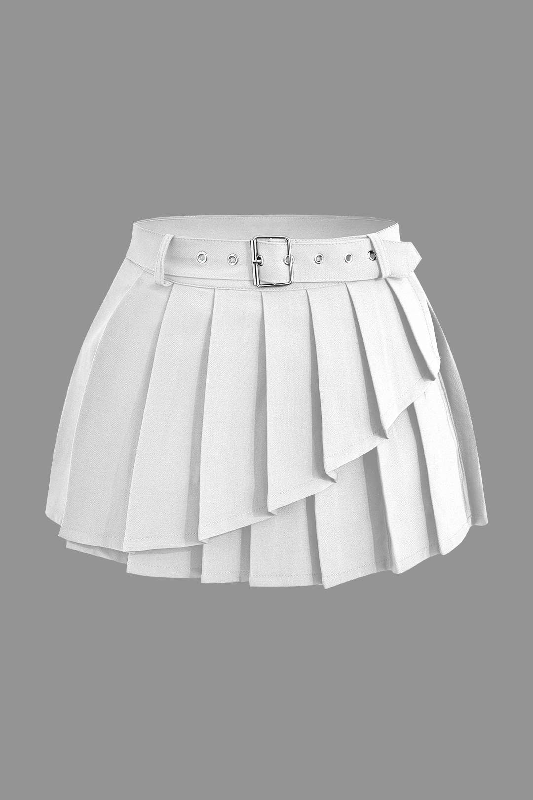 Buckle Layered Pleated Mini Skirt