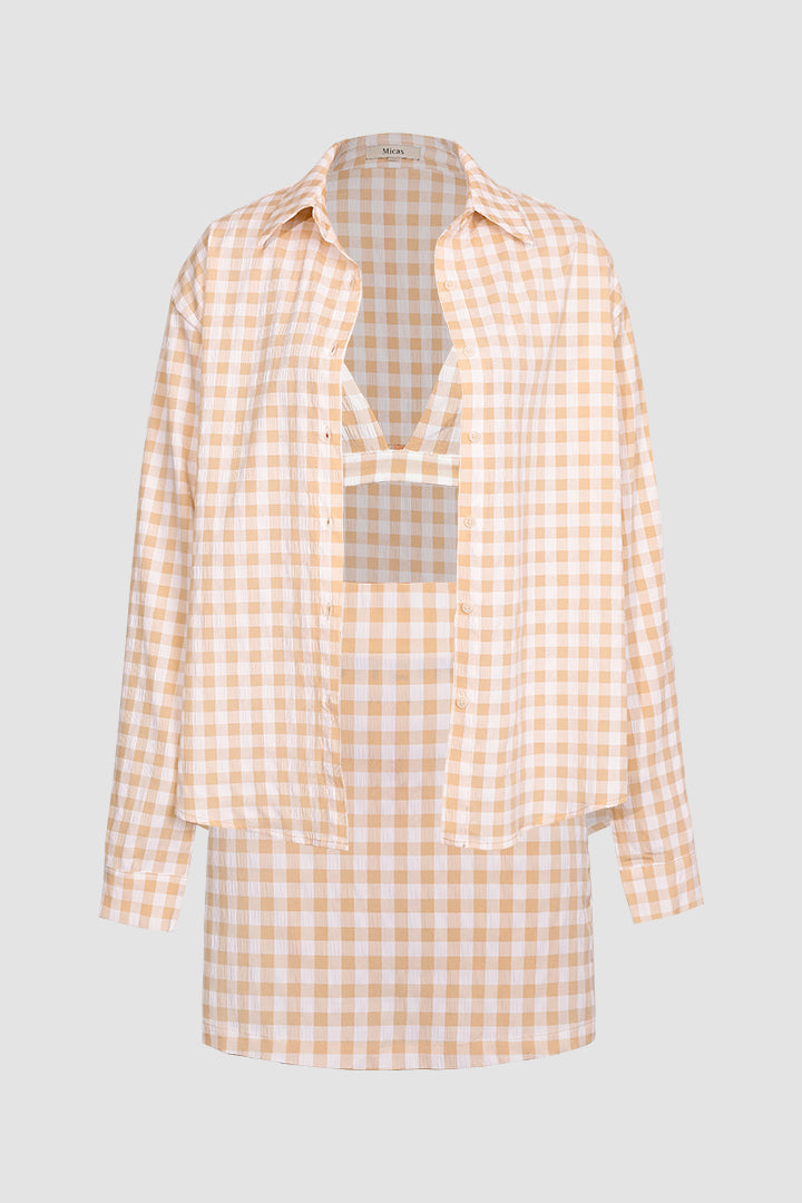 Checked Print Button Down Shirt for Casual Wear