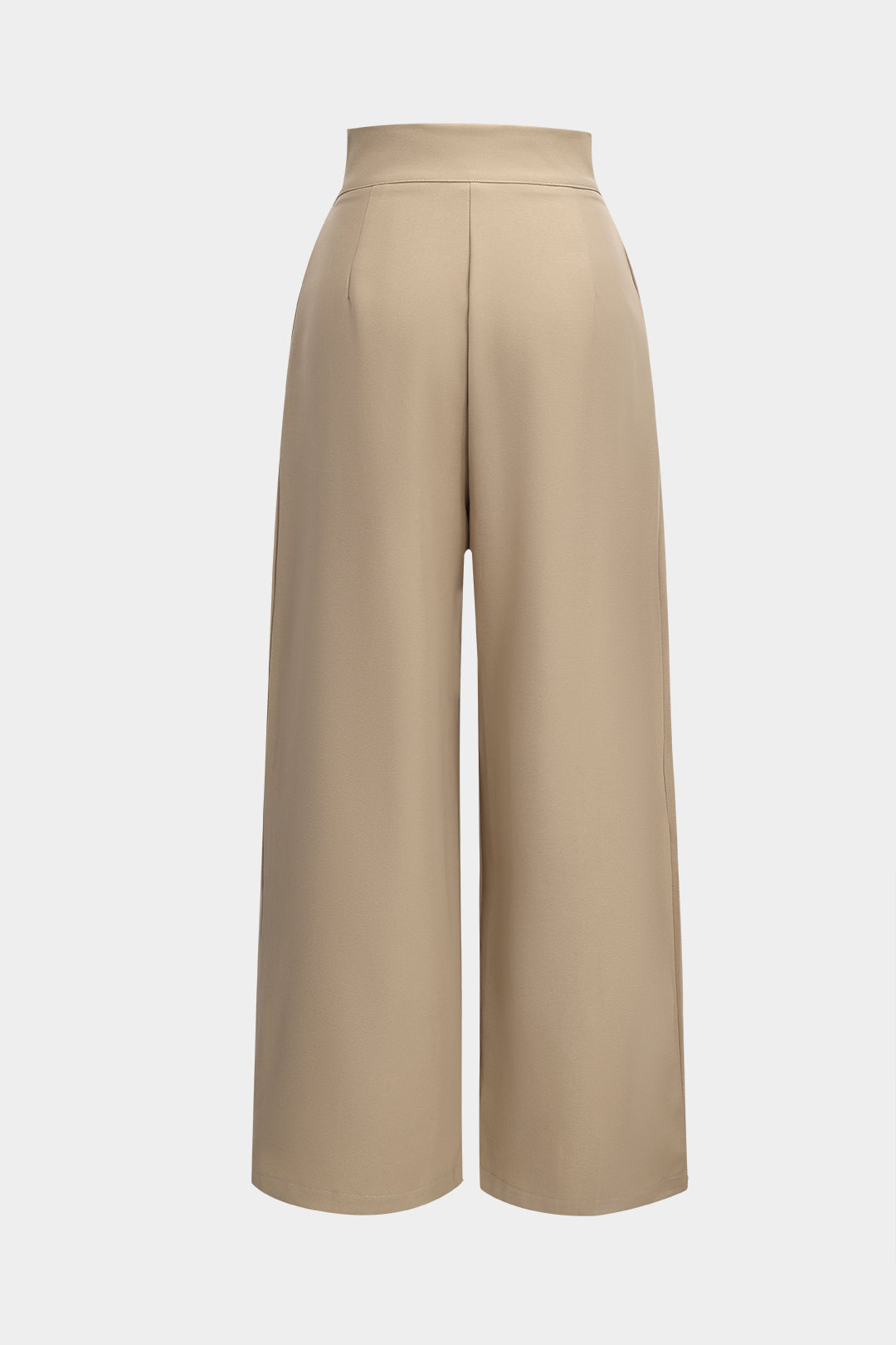 Wide Leg Pleated Trousers in Twill Fabric