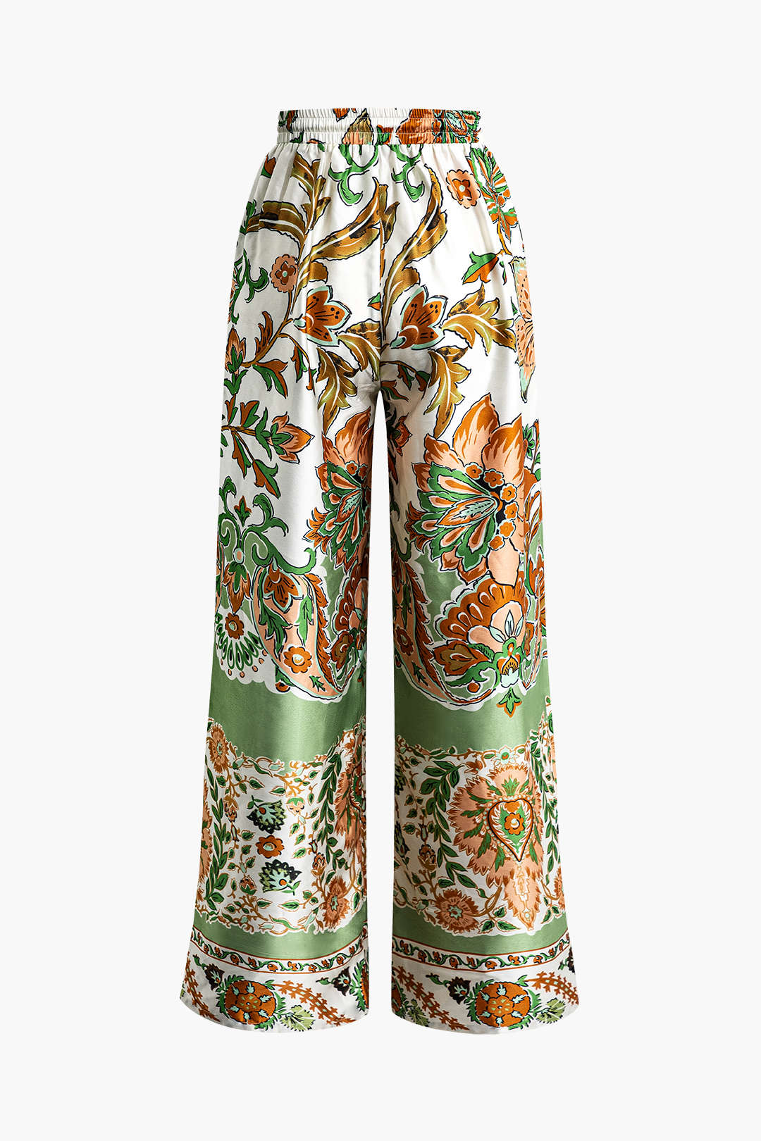 Floral Print Drawstring Wide Leg Pants