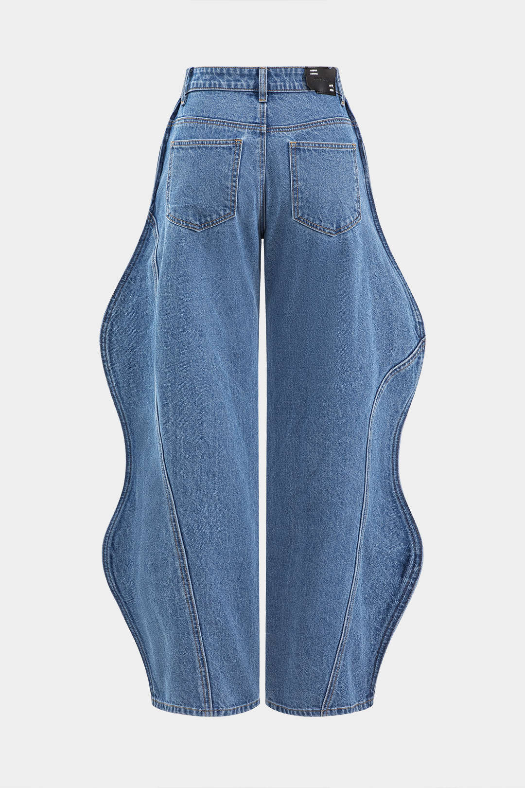 Wave Leg High Waist Barrel Jeans in Denim