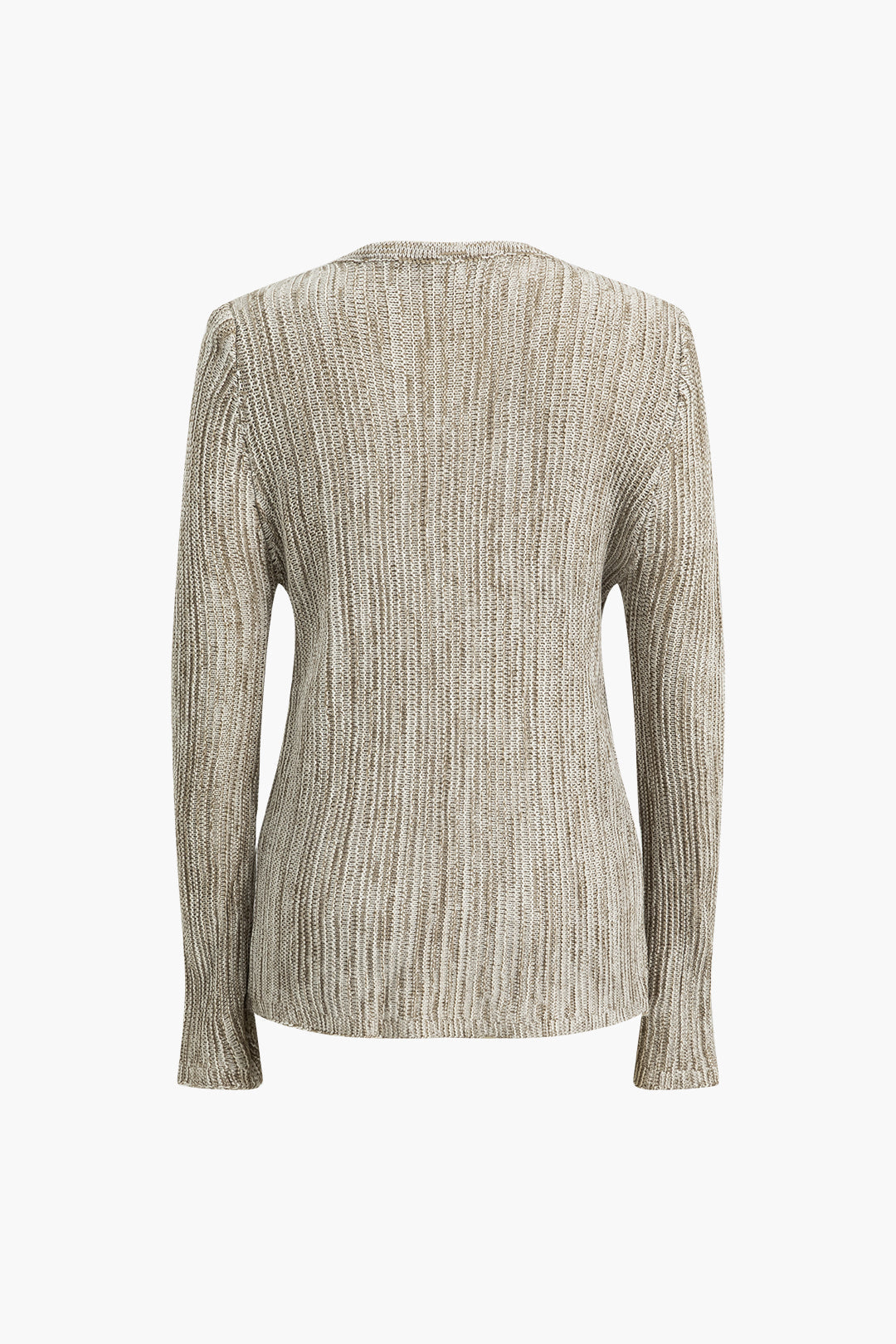 Knitted Cut Out Button Long-Sleeve Top for Casual Wear