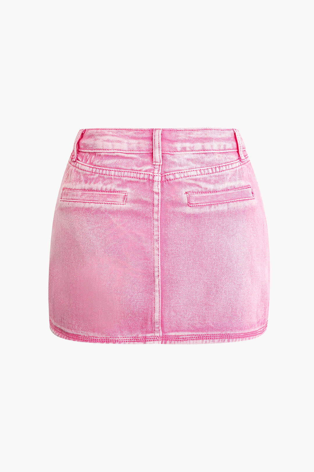 Faded Cargo Denim Mini Skirt with Flap Pockets