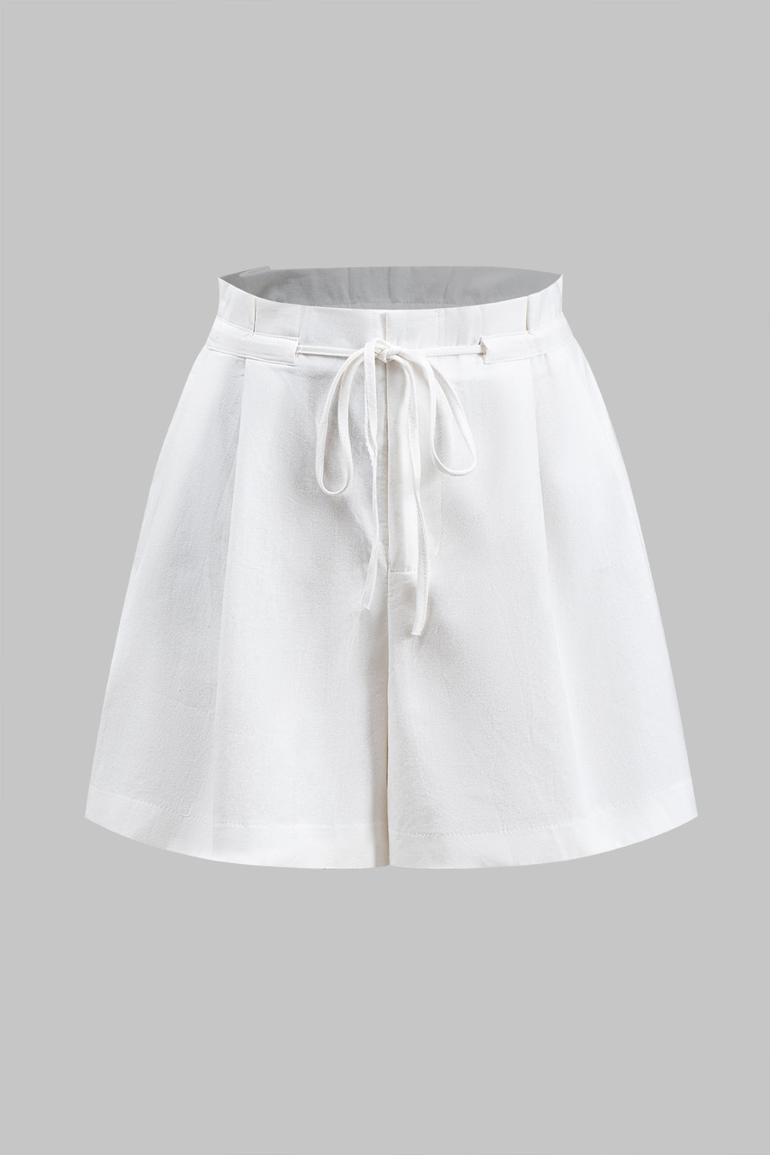 Linen Pleated Tie Front Casual Shorts