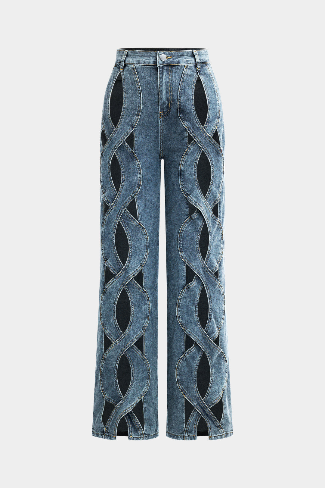 Denim Cut Out Straight Leg Jeans for Casual Style