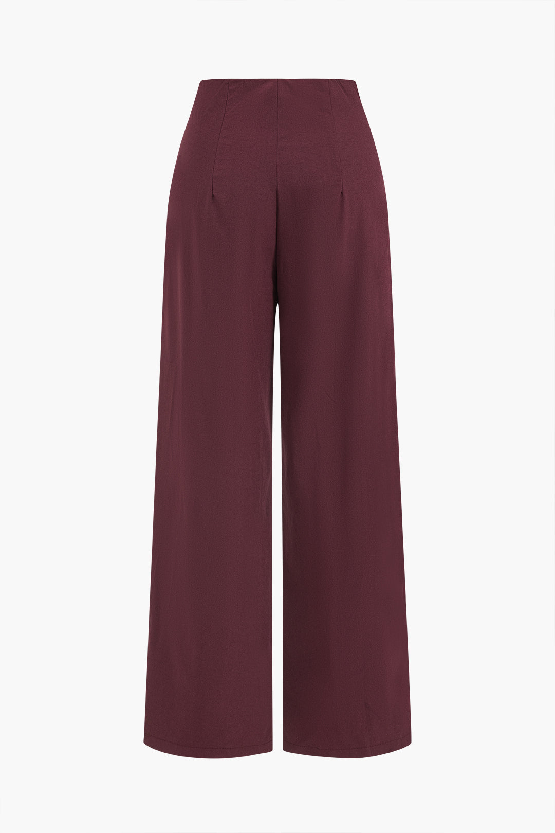 Button Detail Wide-Leg Pants in Plain Fabric