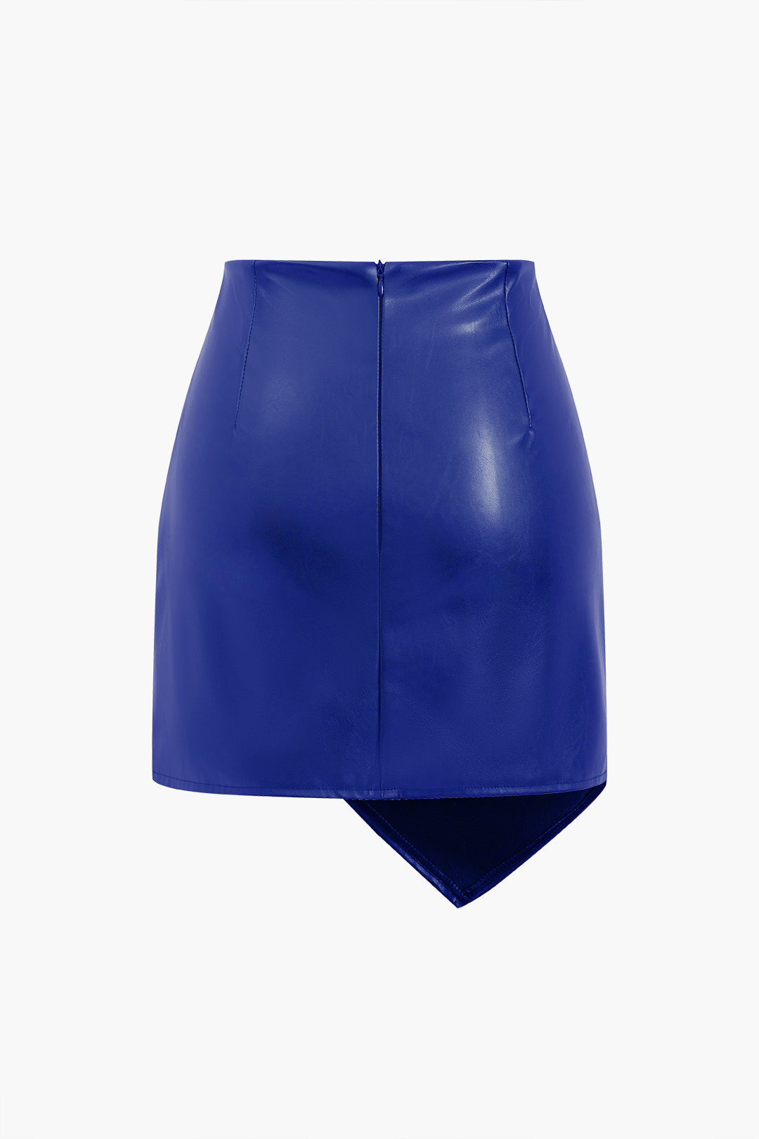 Asymmetrical Faux Leather Ruched Skirt