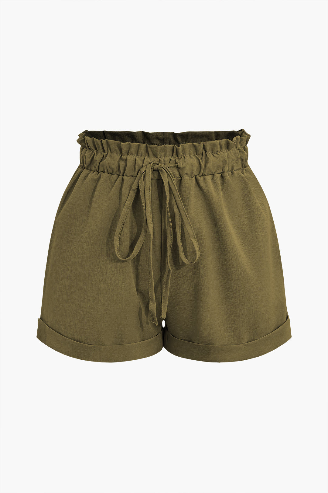 Casual Drawstring Rolled Hem Shorts