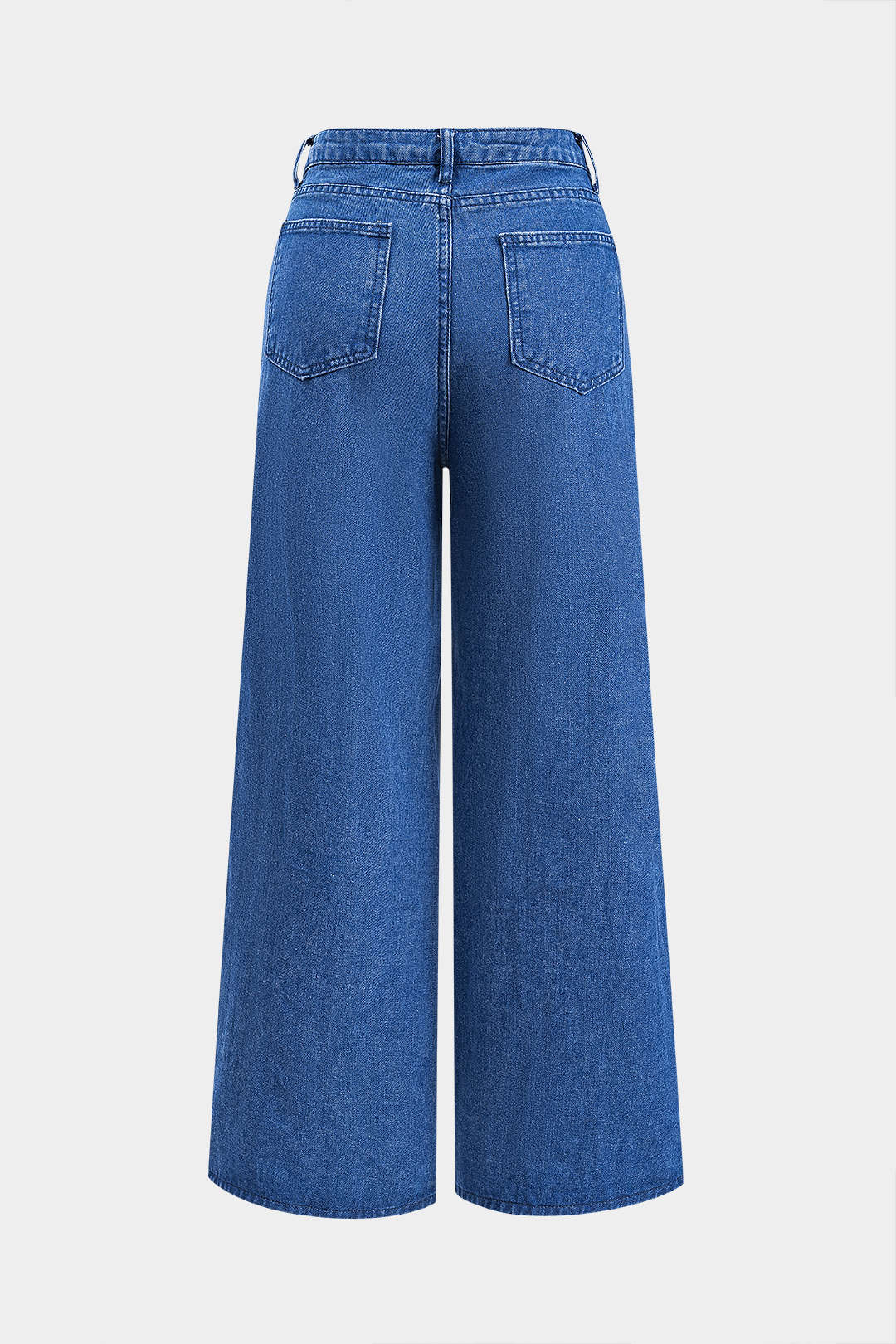 Denim Stripe Wide Leg Jeans with Button Pockets