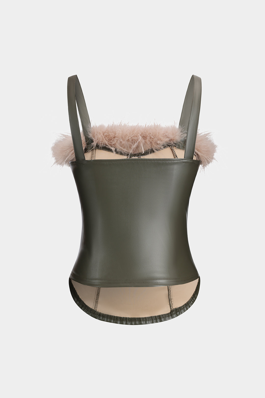 Faux Leather Feather Bustier Cami Top