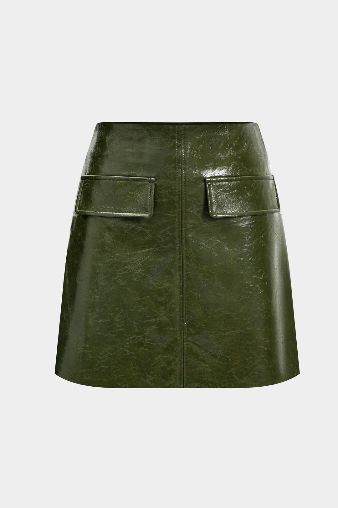 Faux Leather Skirt With Fake Pockets