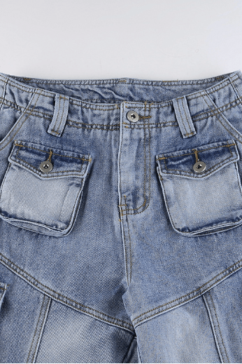 American Washed Multi-Pocket Jeans Pants