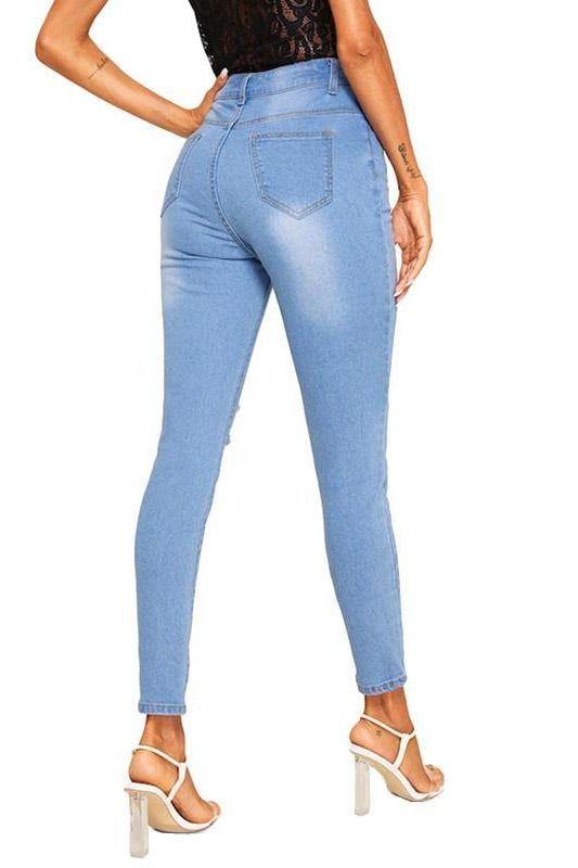 High Waist Pencil Jeans with Ankle-Length Fit