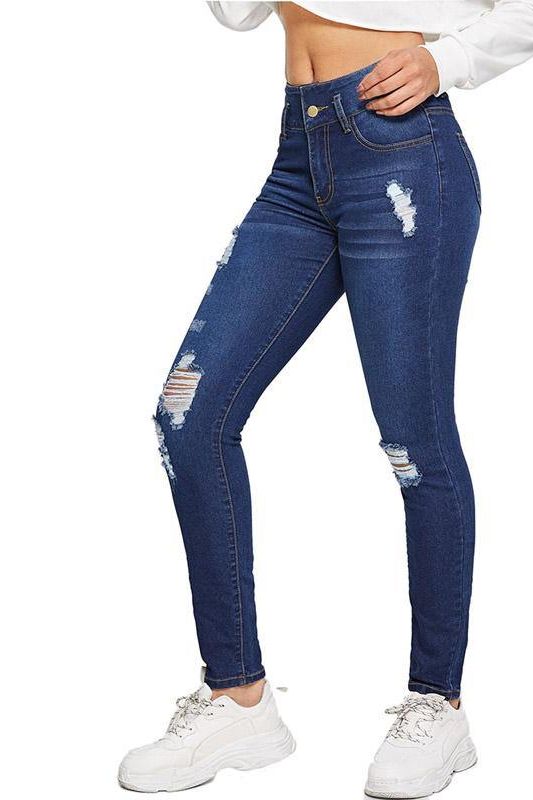 High-Waist Skinny Pencil Jeans with Pockets