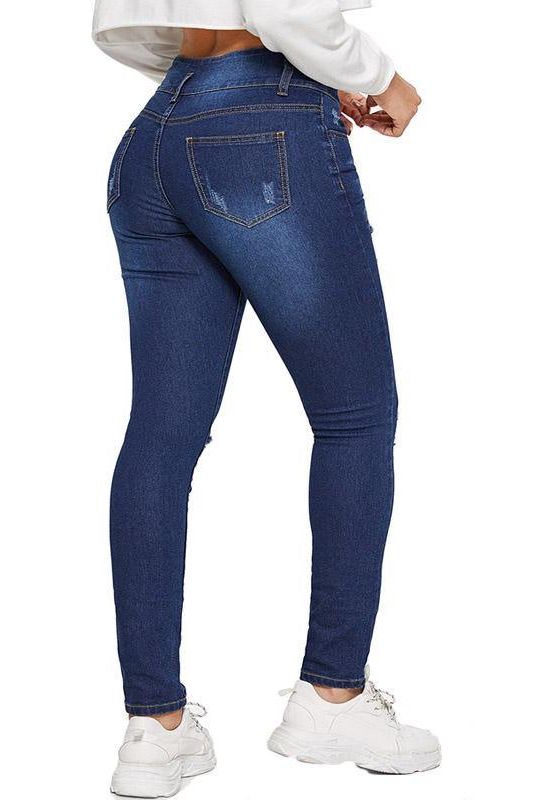 High-Waist Skinny Pencil Jeans with Pockets