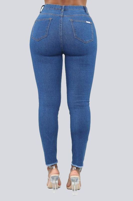 High Waist Slim Fit Pencil Jeans in Soft Stretch Denim