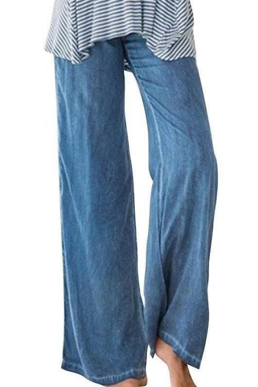 Casual Wide Leg Pants Jeans in Soft Denim Fabric