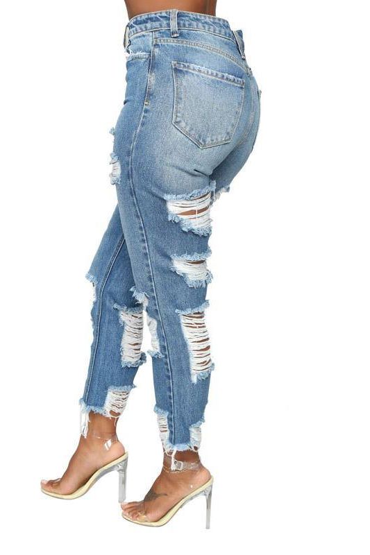 Custom High-Rise Ripped Jeans in Dark Wash