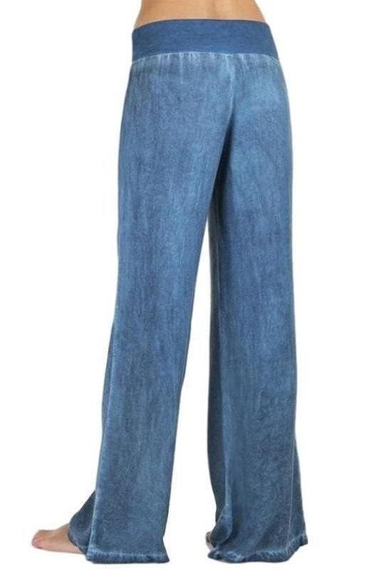 Casual Wide Leg Pants Jeans in Soft Denim Fabric