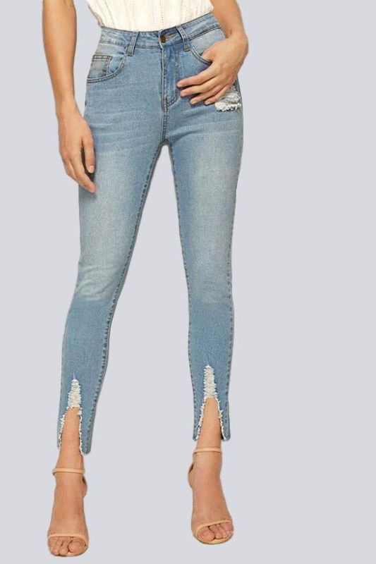 High Waist Stretch Denim Pencil Pants