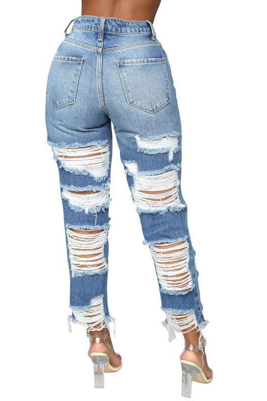 Custom High-Rise Ripped Jeans in Dark Wash