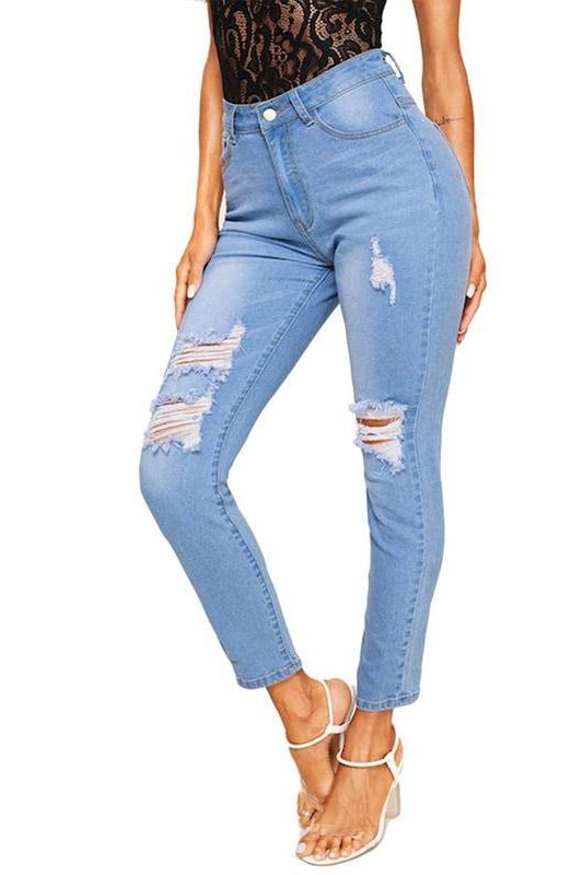 High Waist Pencil Jeans with Ankle-Length Fit