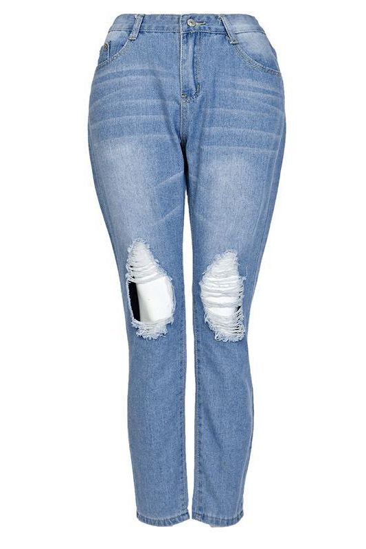 Plus Size Stretch Hole Pencil Jeans