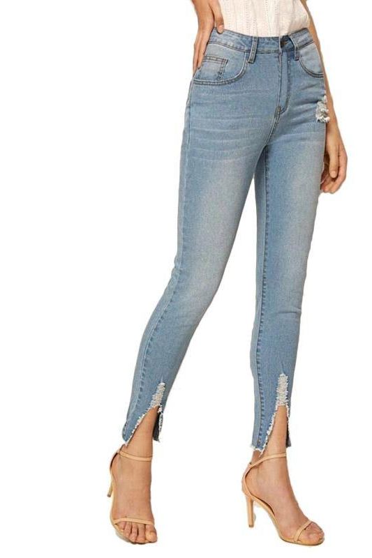 High Waist Stretch Denim Pencil Pants