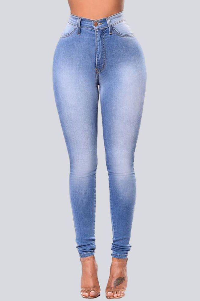 Stretch High Waist Casual Slim Jeans