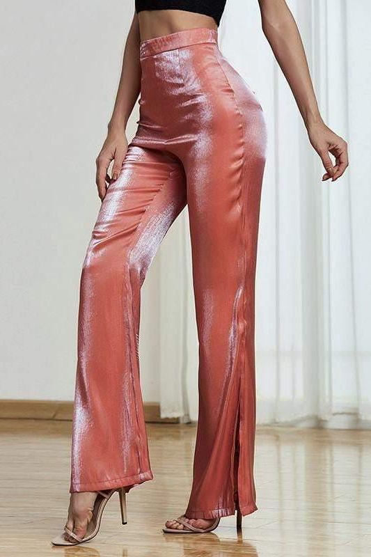 Glitter Flare Leg Pants with Drawstring Waistband